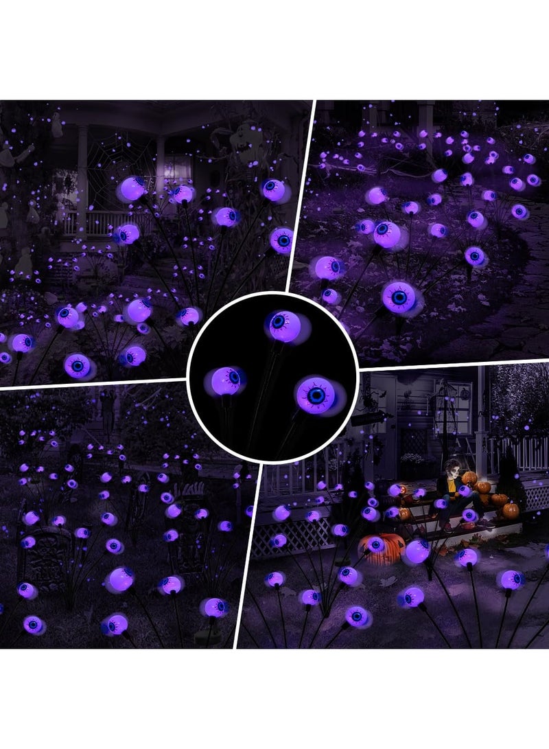 8 Pack Solar Eyeball Garden Lights | Swaying Halloween Yard Stakes | Auto On at Night | IP65 Waterproof Outdoor Path Decor - Purple - Image 4