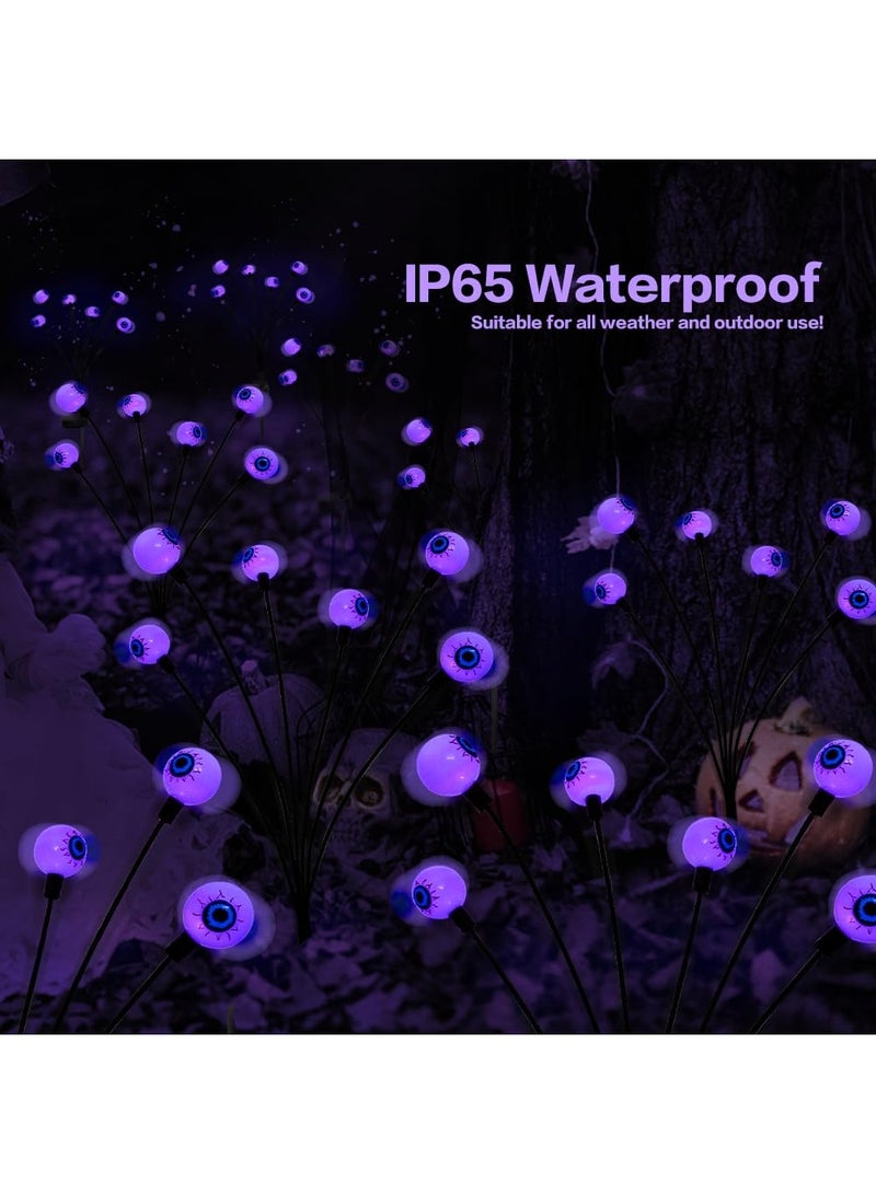 8 Pack Solar Eyeball Garden Lights | Swaying Halloween Yard Stakes | Auto On at Night | IP65 Waterproof Outdoor Path Decor - Purple - Image 5