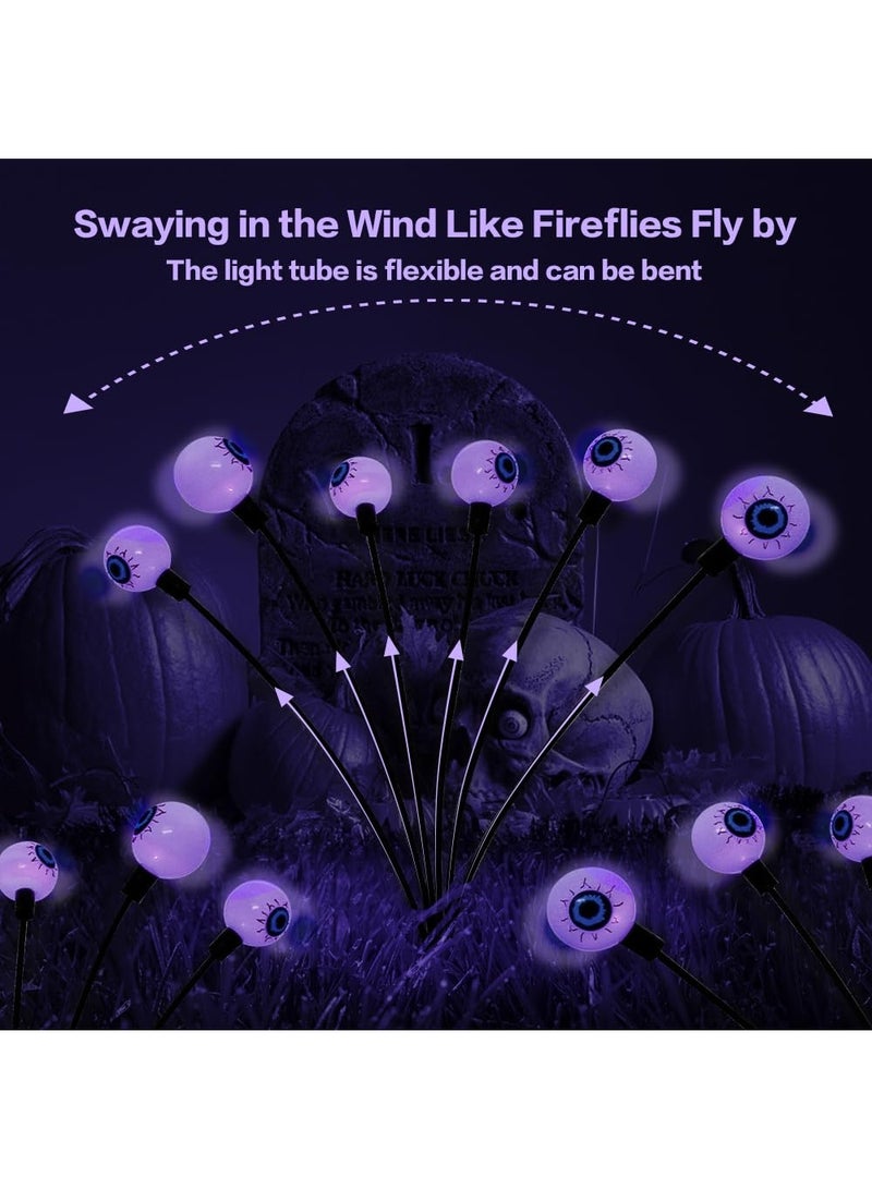8 Pack Solar Eyeball Garden Lights | Swaying Halloween Yard Stakes | Auto On at Night | IP65 Waterproof Outdoor Path Decor - Purple - Image 2