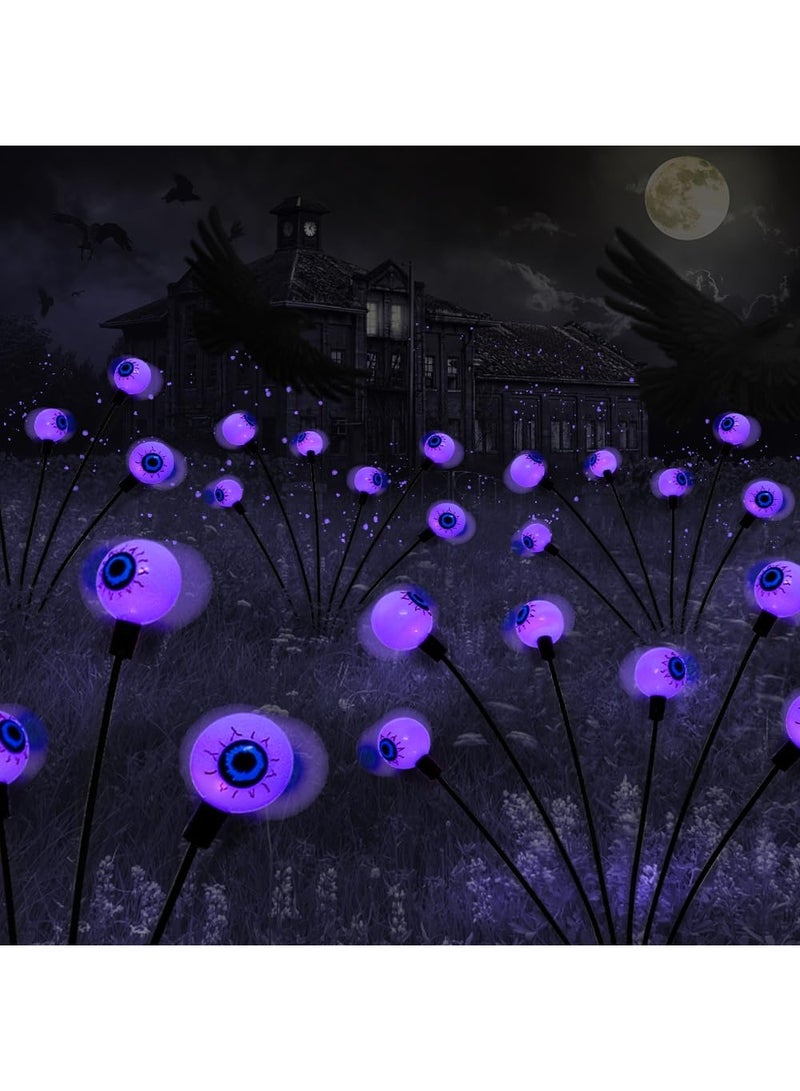 8 Pack Solar Eyeball Garden Lights | Swaying Halloween Yard Stakes | Auto On at Night | IP65 Waterproof Outdoor Path Decor - Purple - Image 1