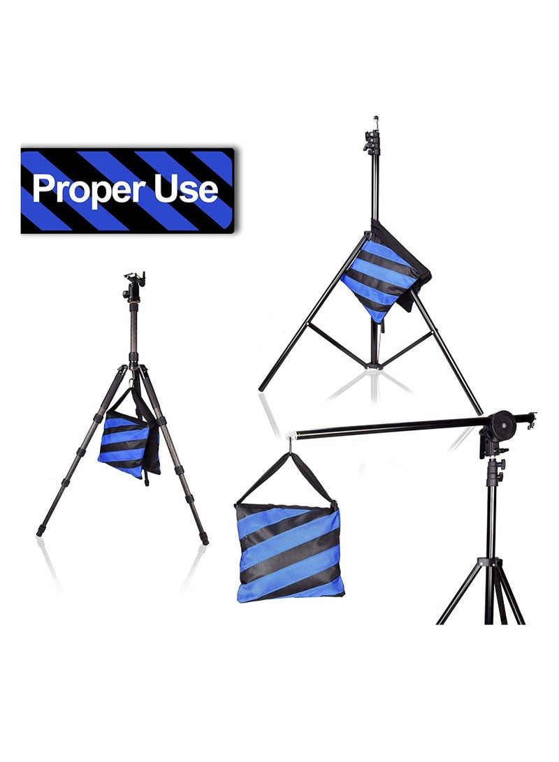 XiuWoo Heavy Duty Sandbag Photo Studio Weight Bag Blue Saddlebag Design for Photography Stand Light Tripod Outdoor Patio Sports Sets Film Live Productions 3 Pack - Image 2