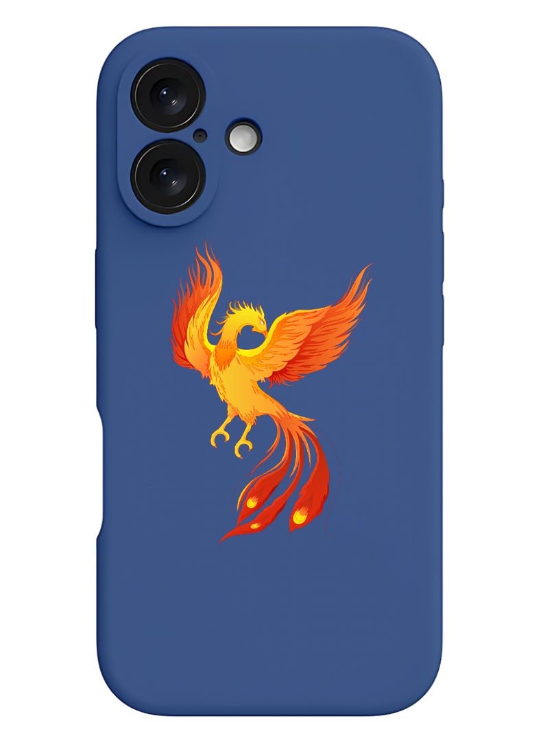 Theodor iPhone 16 Plus Blue Protective Slim Fit Case Liquid Silicone Cover with Full Body Protection Anti-Scratch Shockproof Case For iPhone - Phoeniox bird flying - Image 1