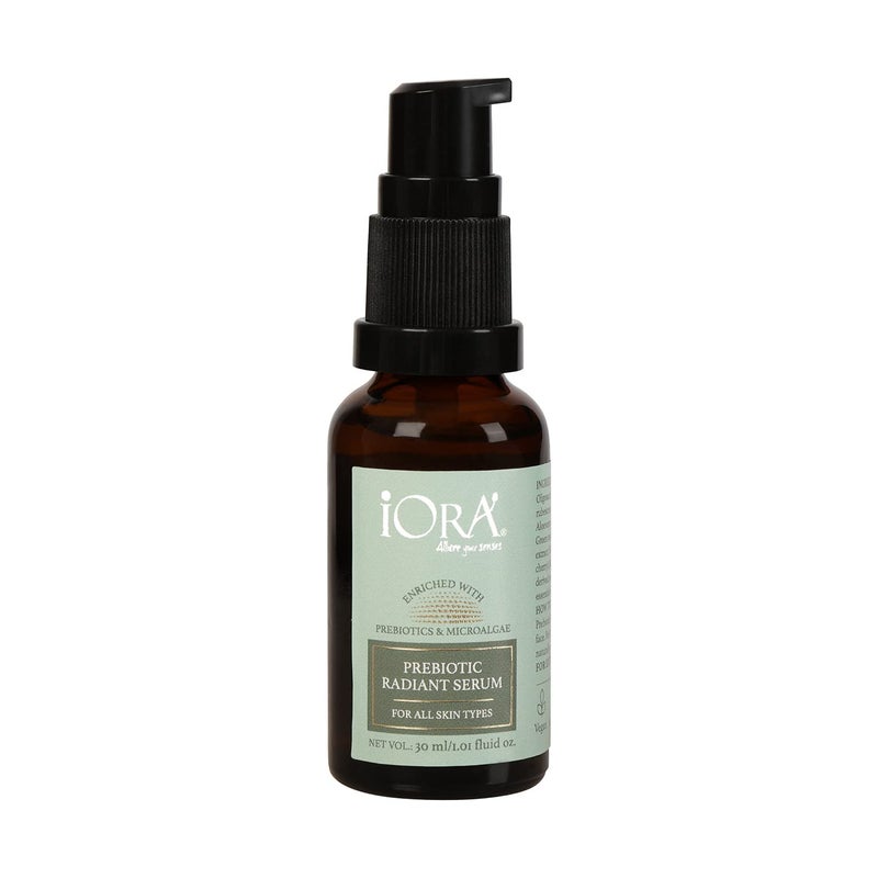 iORA Prebiotic Day Night Radiant Serum 30ml Reduces pigmentation enhances glow and evens skin tone Enriched with Vitamin C Hyaluronic Acid Almond Tea Tree Oils For all skin types - Image 1