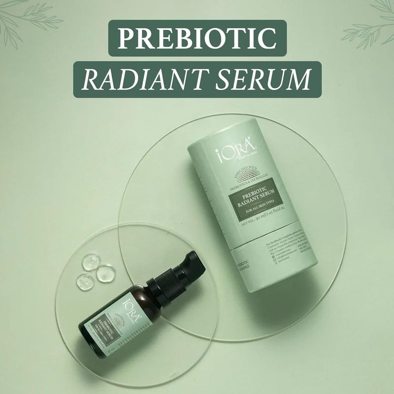 iORA Prebiotic Day Night Radiant Serum 30ml Reduces pigmentation enhances glow and evens skin tone Enriched with Vitamin C Hyaluronic Acid Almond Tea Tree Oils For all skin types - Image 2