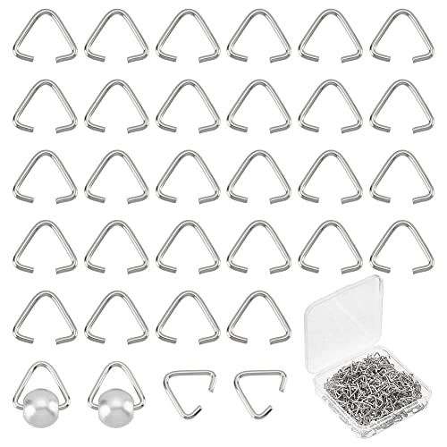 PH PandaHall 400 Pieces Triangle Open Jump Rings Iron Pinch Clip Bail Hang Drops 18 Gauge for Jewelry Findings Platinum 11x13mm - Image 1