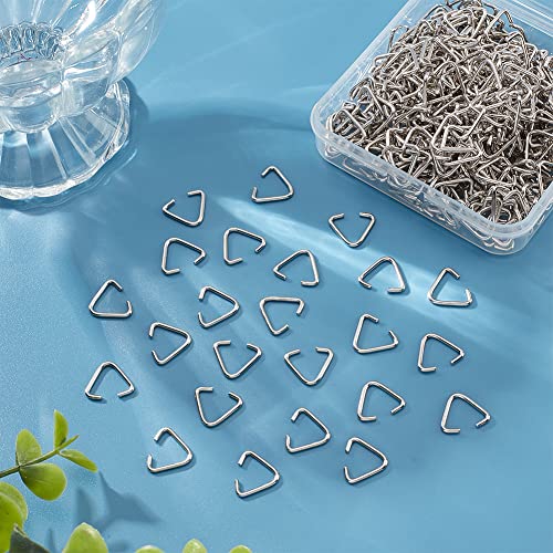 PH PandaHall 400 Pieces Triangle Open Jump Rings Iron Pinch Clip Bail Hang Drops 18 Gauge for Jewelry Findings Platinum 11x13mm - Image 3