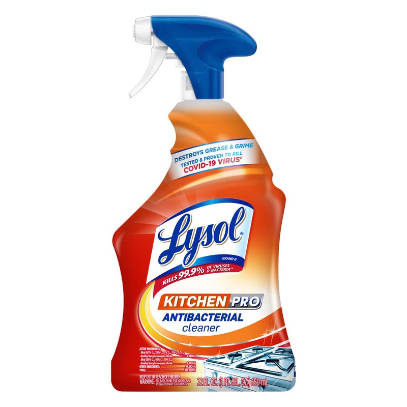 Lysol Pro Kitchen Spray Cleaner and Degreaser, Antibacterial All Purpose Cleaning Spray for Kitchens, Countertops, Ovens, and Appliances, Citrus Scent, 22oz - Image 1