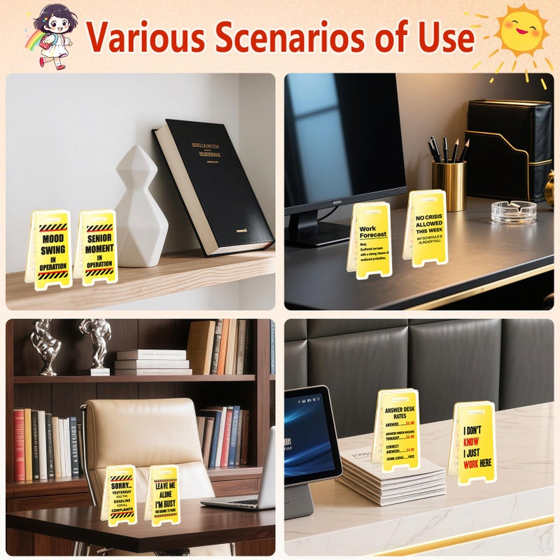 ZLSPTK 8Pcs Funny Desk Signs Answer Desk Rates Gag Gifts Humorous Work Forecast Desks Warning Sign Decor Hilarious Mini Office Cubicle Accessories Inspirational Gifts for Coworkers Teammates Employees Boss - Image 4