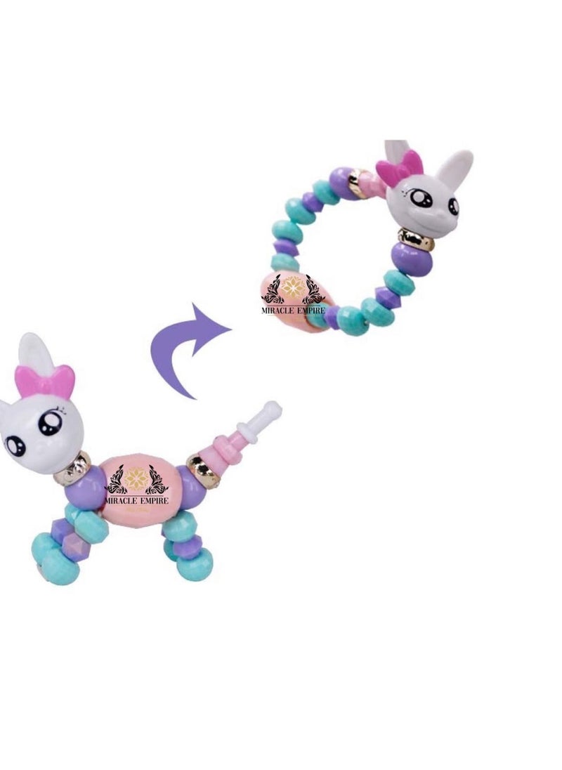 Miracle Empire Pet Beads Bracelet Turns Into A Bunny Toy Girls Toys Handmade Party For Kids Animals Education Gifts  - Image 1