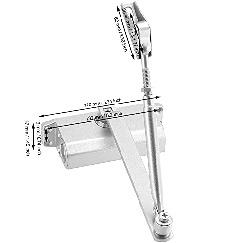 FUNSUEI 2 PCS Size 2 Automatic Door Closer,Adjustable Closing Speed Door Closer with Hold Open for 55-99 Lbs Door for Residential and Light Commercial Doors, Easy Mount - Image 5