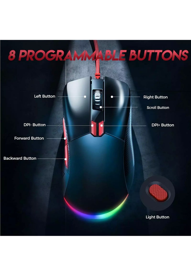 زيدلي - ماوس الألعاب M85 RGB - مستشعر بصري 16000 نقطة في البوصة - معدل استقصاء 1000 هرتز - كابل باراكورد - خفيف الوزن 68 جيجا (أسود) - Image 1