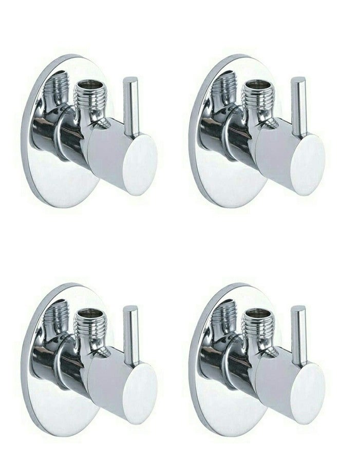 SPAZIO Turbo Angle Valve Brass Disc Stop Cock for Bathroom Taps, Geyser and Wash Basin Connection with Flange (Chrome Finish, 4-Pieces)