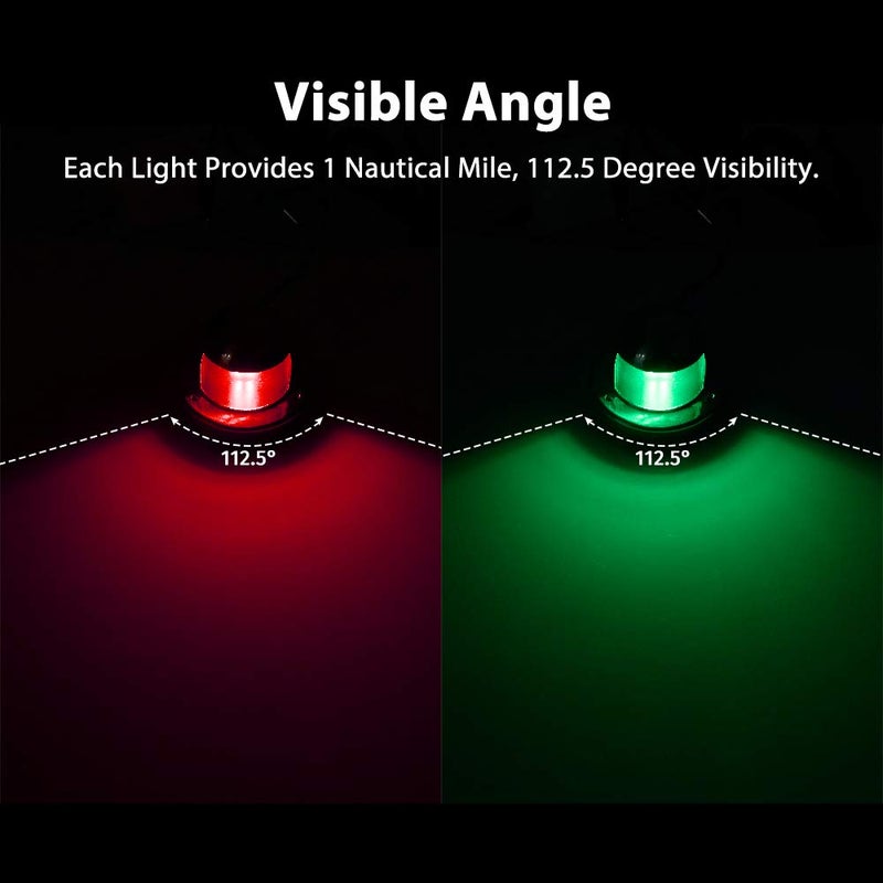 Acelane One Pair LED Navigation Lights Red and Green Lights Marine Sailing Signal Lights Stainless Steel 12V Bow Side Port Starboard for Boating Fishing Yacht, Pontoons, Chandlery Boat (ACE-01) - Image 5