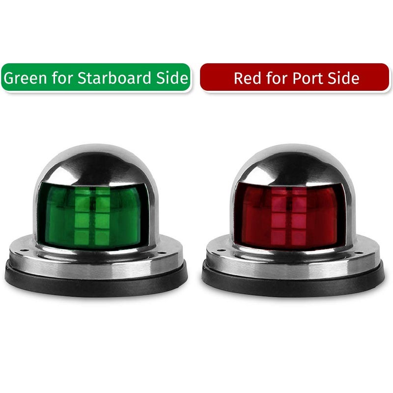 Acelane One Pair LED Navigation Lights Red and Green Lights Marine Sailing Signal Lights Stainless Steel 12V Bow Side Port Starboard for Boating Fishing Yacht, Pontoons, Chandlery Boat (ACE-01) - Image 2