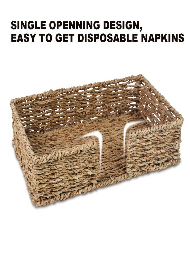 Kordory Seagrass Disposable Guest Towel Holder Tray for Bathroom, Wicker Counter Rectangular Bathroom Napkin Holder for Ktichen, Woven Hand Towel Holder Tray for Home, Kitchen, Hotel, Farmhouse - Image 3
