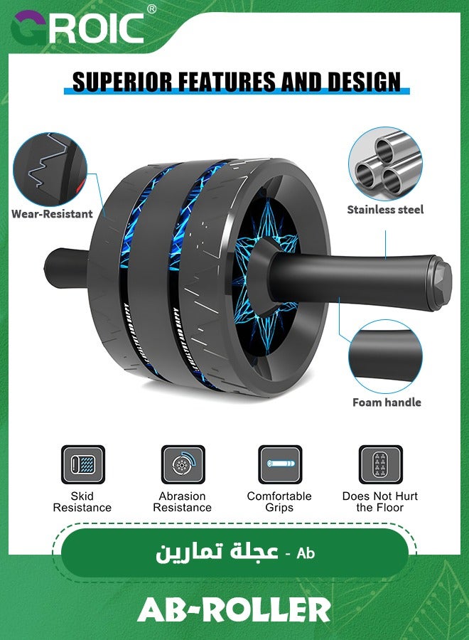 GROIC عجلة Ab Roller لتمرين عضلات البطن، عجلة تمرين مطورة مقاس 4.25 بوصة لتدريب قوة البطن والجذع، معدات لياقة بدنية منزلية مع مطاط مبتكر غير قابل للانزلاق مع وسادة للركبة - Image 2