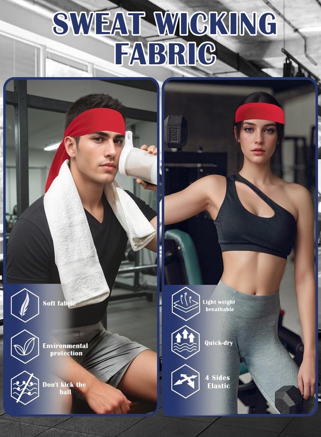 JHYWELL Red Head Tie Headband, Tie Up Sweatband for Tennis Sweat Hair Band Ninja Karate Pirates Basketball, Running, Workout, Cosplay for Men Women Boys Girls (Red 4 Pack) - Image 2