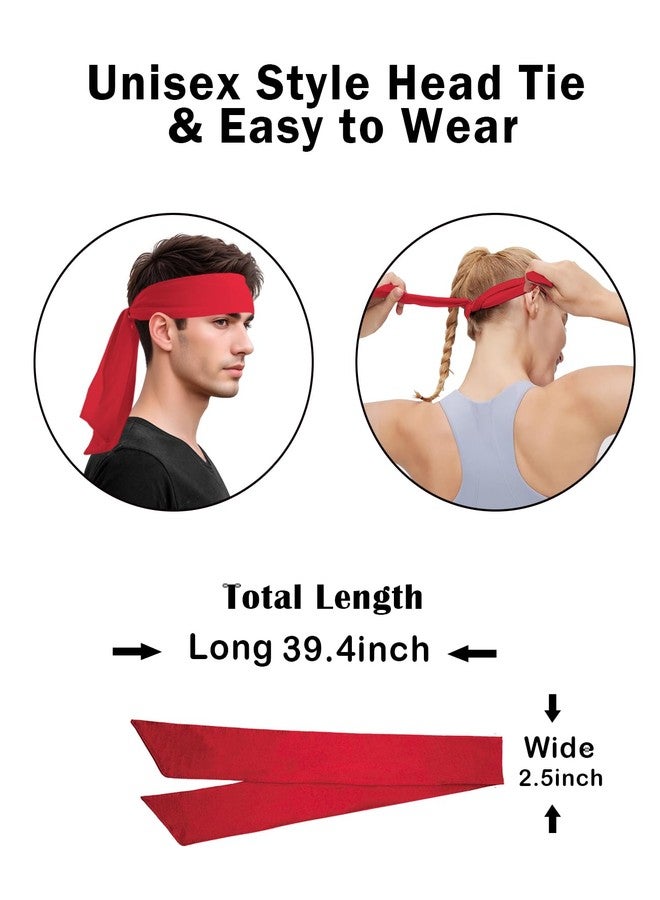 JHYWELL Red Head Tie Headband, Tie Up Sweatband for Tennis Sweat Hair Band Ninja Karate Pirates Basketball, Running, Workout, Cosplay for Men Women Boys Girls (Red 4 Pack) - Image 3