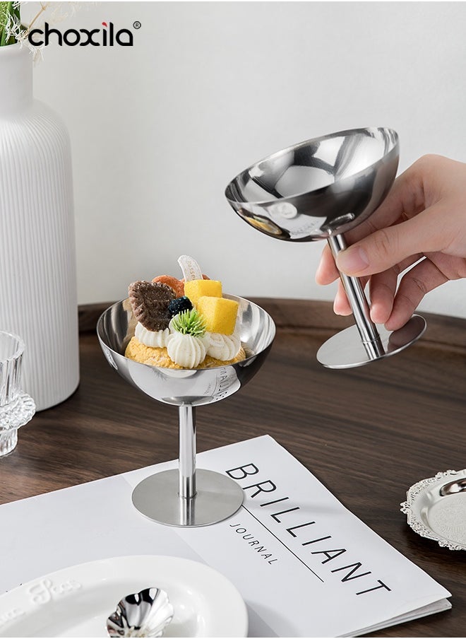 choxila 4pcs Dessert Cup, Dessert Bowl, Stainless Steel Dessert Cup, Ice Cream Cup, Pudding Cup, Custard Bowl  - Image 3