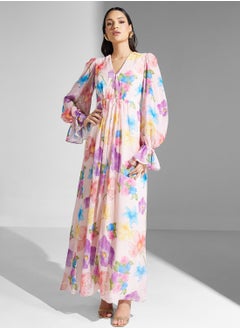 Virgos Lounge Floral V-Neck Dress  - Image 4