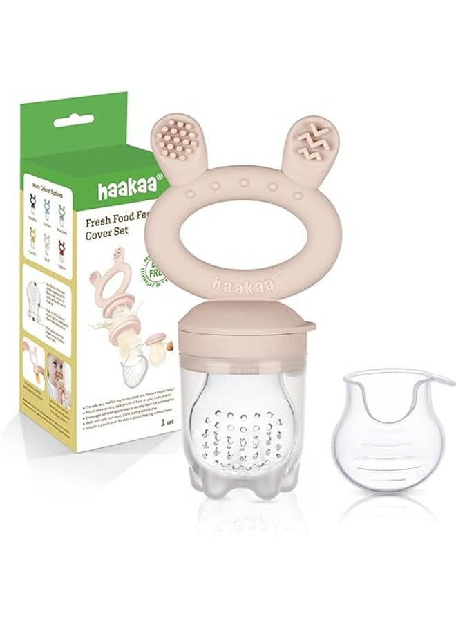 haakaa - Haakaa Baby Fresh Food and Fruit Feeder | Breastmilk Popsicle Molds | Silicone Feeder and Cover Set | Infant Self Feeding Safely (Blush) - Image 1