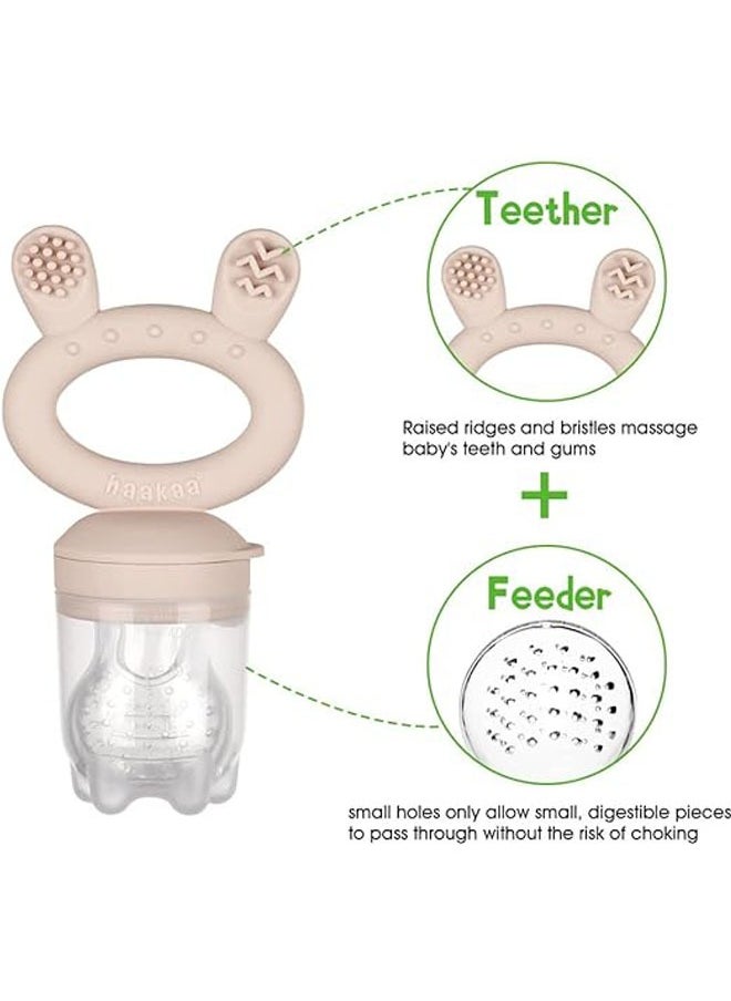 haakaa - Haakaa Baby Fresh Food and Fruit Feeder | Breastmilk Popsicle Molds | Silicone Feeder and Cover Set | Infant Self Feeding Safely (Blush) - Image 1
