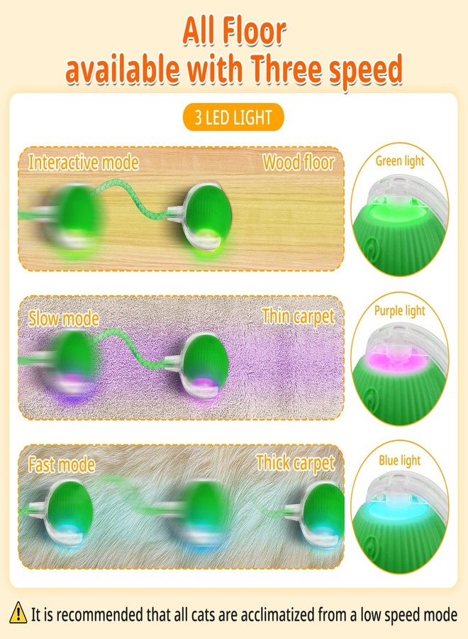 LEEHON Interactive Cat Toys for Indoor Cats, Speedy 2.0 Cat Toy with Elastic Mesh Tail, Automatic Cat Toy for Bored Indoor Adult Cats, Rechargeable Smart Kitten Moving Ball Toys (Green) - Image 2
