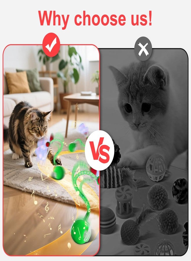 LEEHON Interactive Cat Toys for Indoor Cats, Speedy 2.0 Cat Toy with Elastic Mesh Tail, Automatic Cat Toy for Bored Indoor Adult Cats, Rechargeable Smart Kitten Moving Ball Toys (Green) - Image 3