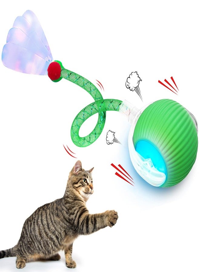 LEEHON Interactive Cat Toys for Indoor Cats, Speedy 2.0 Cat Toy with Elastic Mesh Tail, Automatic Cat Toy for Bored Indoor Adult Cats, Rechargeable Smart Kitten Moving Ball Toys (Green) - Image 1