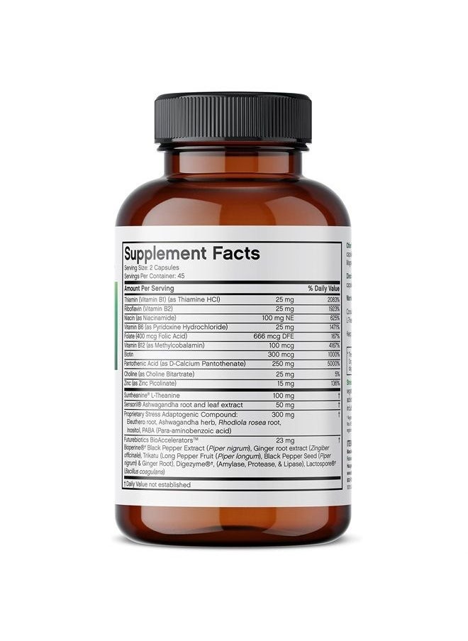Futurebiotics - Stressassist® L-theanine Ashwagandha and Rhodiola Rosea Stress Complex - Natural Nutritional Stress Function, 90 Vegetarian Capsules - Image 1
