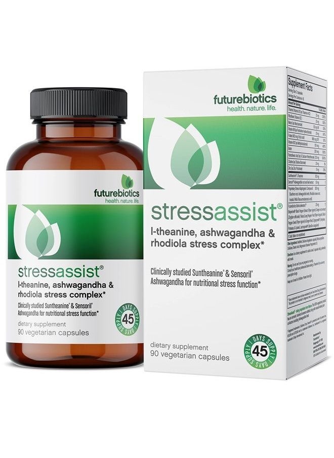 Futurebiotics - Stressassist® L-theanine Ashwagandha and Rhodiola Rosea Stress Complex - Natural Nutritional Stress Function, 90 Vegetarian Capsules - Image 1