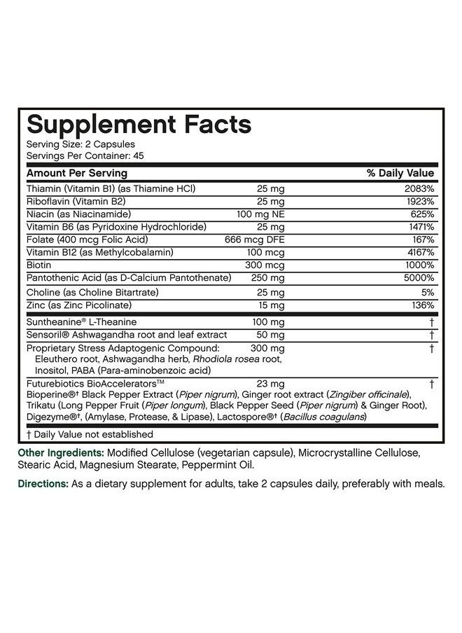 Futurebiotics - Stressassist® L-theanine Ashwagandha and Rhodiola Rosea Stress Complex - Natural Nutritional Stress Function, 90 Vegetarian Capsules - Image 1
