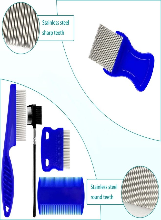 YOLCAR 5 Pack Pet Comb Set, Pet Combs With Stainless Steel Rounded Teeth, Double-Sided Tear Stain Removers and Dematting Combs, Grooming Comb Set for Various Types of Pets - Image 4