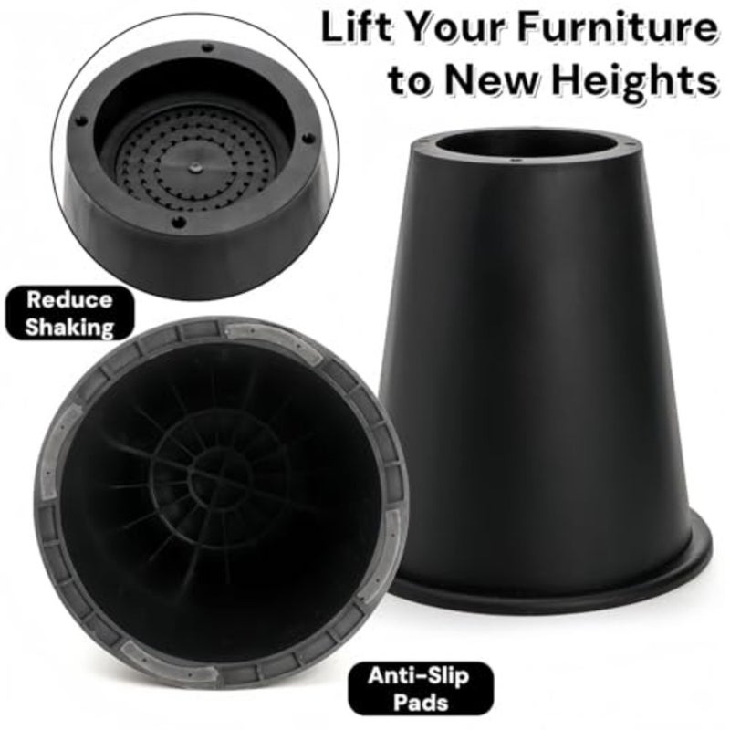 6 Pack 6 Inch Heavy Duty Bed Risers, Round Furniture Riser with Non-Slip Foam Pad, Stackable Couch Lift Riser, Furniture Elevator for Under Bed Storage, College Dorm, Office, Sofa, Table - Image 3