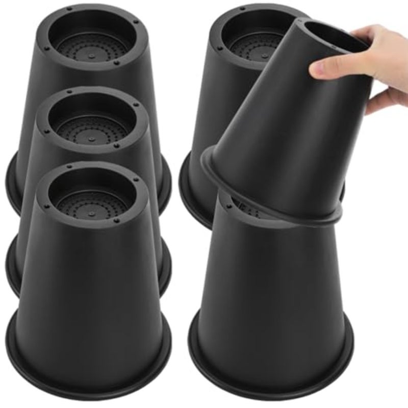 6 Pack 6 Inch Heavy Duty Bed Risers, Round Furniture Riser with Non-Slip Foam Pad, Stackable Couch Lift Riser, Furniture Elevator for Under Bed Storage, College Dorm, Office, Sofa, Table - Image 1
