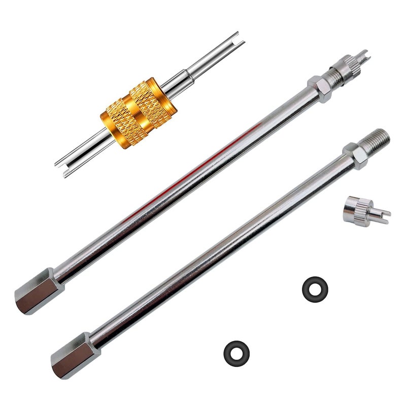 VOTNMIC 6Inch Dually Valve Stem ExtendersSet of 2PcsHeavey Duty150mm Straight Metal Dual Wheel Valve Stem Extensions for Truck Tires RV Tires Motorhome Coach Pickup Motorcycle Bike Trailers