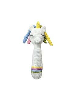 Happy Threads Happy Threads, Crochet Unicorn Hand Rattle for Newborn,Babies, Soft Handmade Rattle Toys for Kids, Childsafe (BIS Certified)  - Image 1