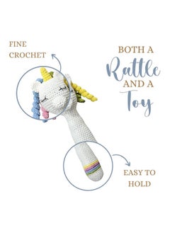 Happy Threads Happy Threads, Crochet Unicorn Hand Rattle for Newborn,Babies, Soft Handmade Rattle Toys for Kids, Childsafe (BIS Certified)  - Image 3