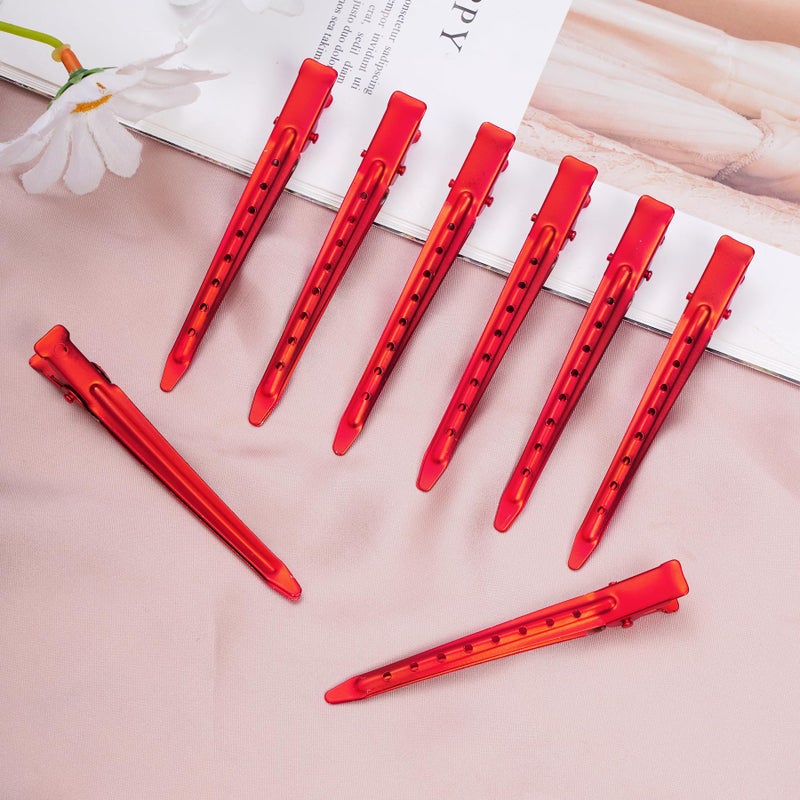 Bantoye 24 Packs Duck Bill Clips, Bantoye 3.35 Inches Rustproof Metal Alligator Curl Clips with Holes for Hair Styling, Hair Coloring, Matte Red - Image 5