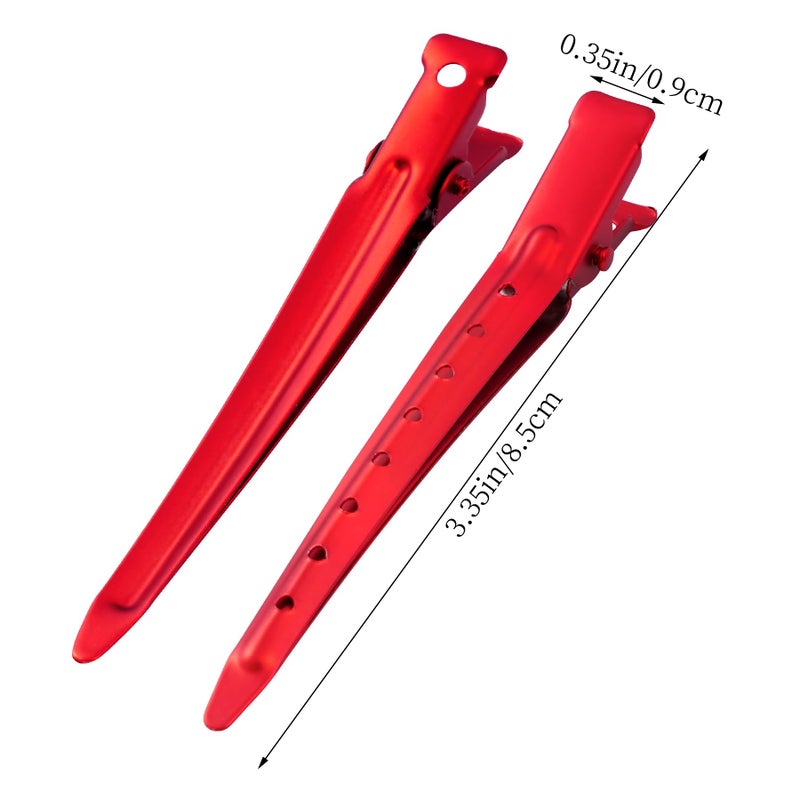 Bantoye 24 Packs Duck Bill Clips, Bantoye 3.35 Inches Rustproof Metal Alligator Curl Clips with Holes for Hair Styling, Hair Coloring, Matte Red - Image 2