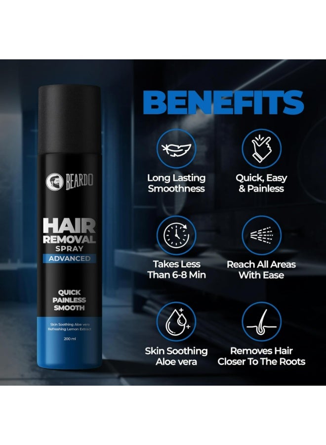 Beardo Hair Removal Spray Advanced for Men, 200 gm| New & Improved| Long Lasting Smoothness | Skin Soothing Aloe & Vitamin E | Quick & Painless Hair Removal in 8 minutes | Hair Removal Cream for - Image 4