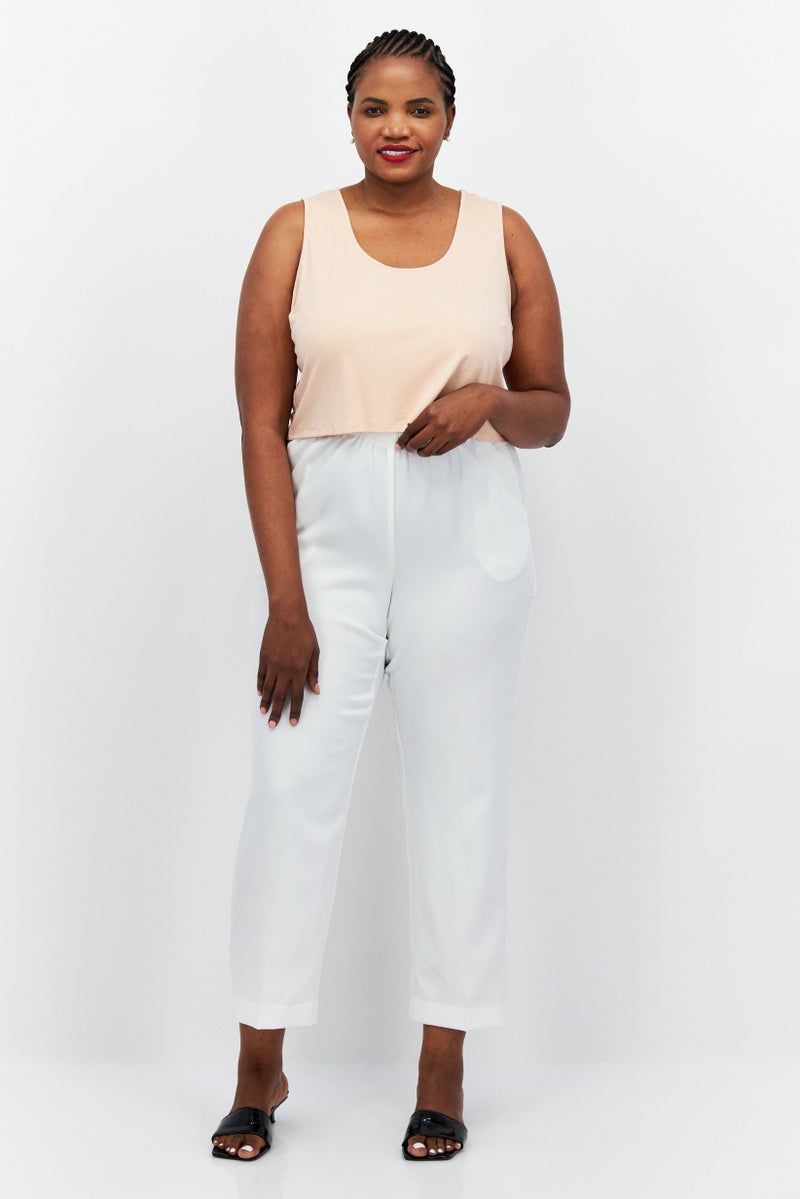Nina Parker Women Plus Size Scoop Neck Sleeveless Plain Tank Top, Light Pink  - Image 2