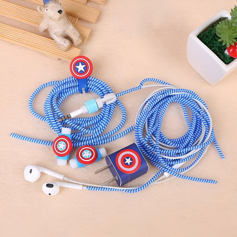 LOOPRED Spiral Cable Protector, Chargers Cable Protector Data Cable Protective Sleeve, Headphone Saver, Charger Protective Cover for Phone USB Prevent Pets from Biting The Cable (Blue 1Pcs) - Image 1