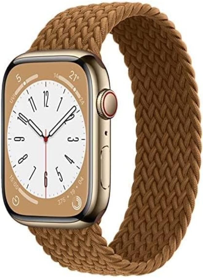 Generic - 1 x Rubber Fabric Braided Band Braided Band Size 49/45/42/44mm for Apple Watch 8/1/2/3/4/5/6/7 (Small, Brown) - Image 1