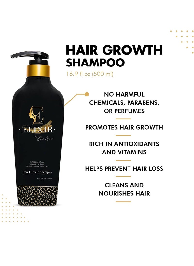 ELIXIR - Elixir by Coco March Hair Growth Shampoo - Plant-Based Thinning Hair Formula for Thicker, Fuller Hair - Chemical-Free for Men and Women - 16.9 fl oz - Image 1