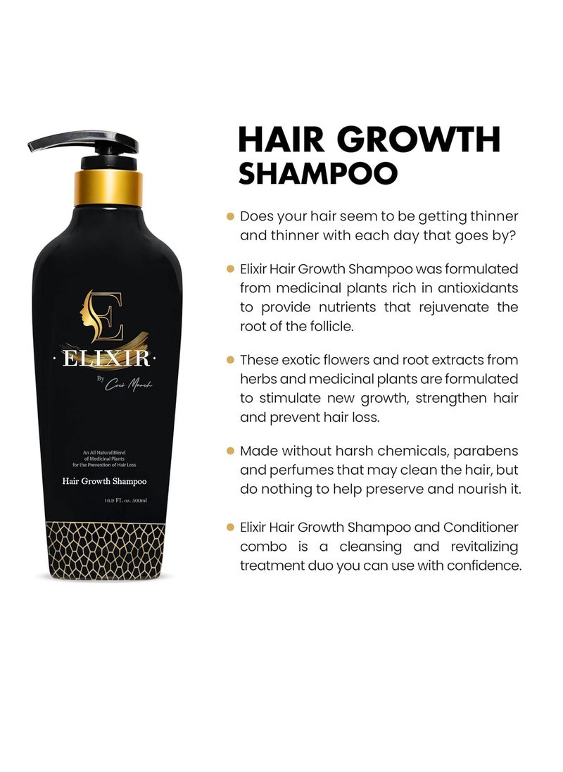 ELIXIR - Elixir by Coco March Hair Growth Shampoo - Plant-Based Thinning Hair Formula for Thicker, Fuller Hair - Chemical-Free for Men and Women - 16.9 fl oz - Image 1