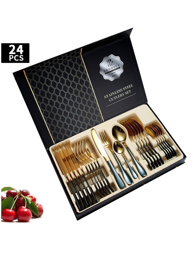 Y&D 24-Piece Steak Knife Fork Spoon Cutlery Gift Box Set 