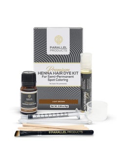 PARALLEL PRODUCTS Parallel Products Spot Color Henna Kit - Henna Hair Dye - 5 Grams - Tint for Professional Spot Coloring - with Nourishing Oil, Mixing Dish and Application Brush - Root Touch Up (Light Brown)  - Image 1