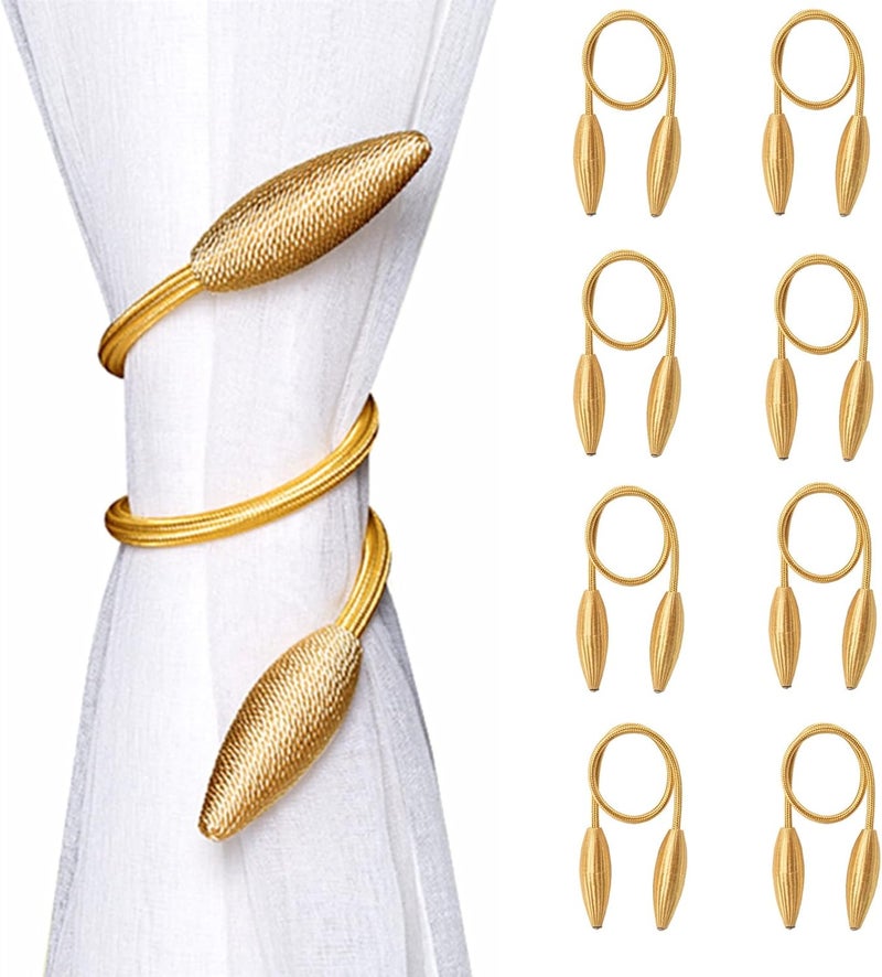 SWTool 8-Pack Gold Curtain Holdbacks Decorative Window Drape Twist Curtains Tiebacks Random Modelling Curtain Holders - Image 1