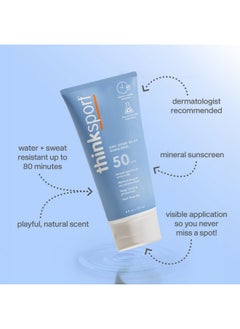 Think Sport Spf 50+ Mineral Sunscreen - Safe, Natural Sunblock For Sports & Active Use - Water Resistant Sun Cream -Uva/Uvb Sun Protection - Vegan, Reef Friendly Sun Lotion, 6Oz  - Image 2